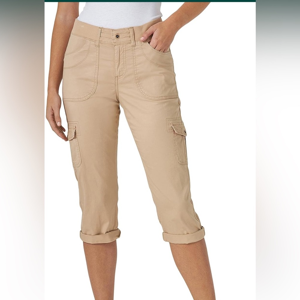 Lee Women's Misses Relaxed Fit Austyn Knit Waist Cargo Capri Pant New With Tags
